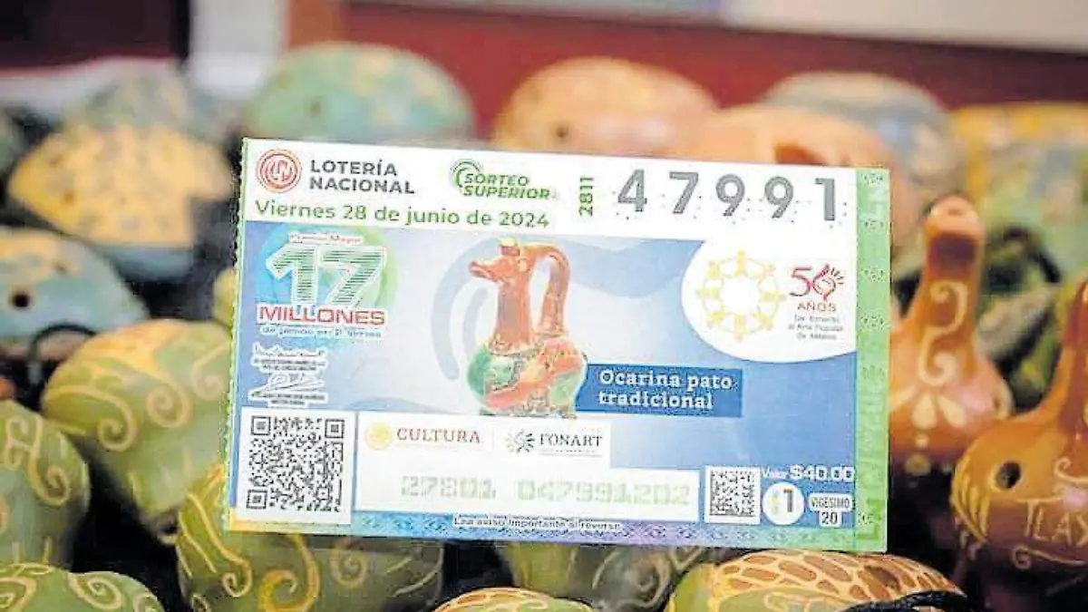 billete de lotería barro bruñido